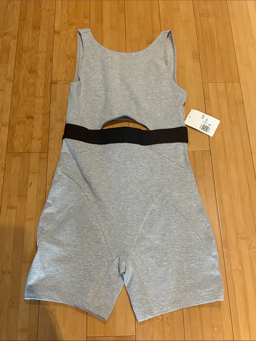Forever 21 Gray Sleeveless Cutout Romper with Black Waistband size small NWT